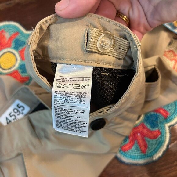 Old Navy Boys Beige Chino Shorts 16 Dry Quick Zip Flat Front Slash Pockets - Picture 6 of 7